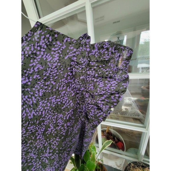 Terra & Sky Purple Black Flutter Sleeve Blouse sz 0X 14 - Picture 6 of 7